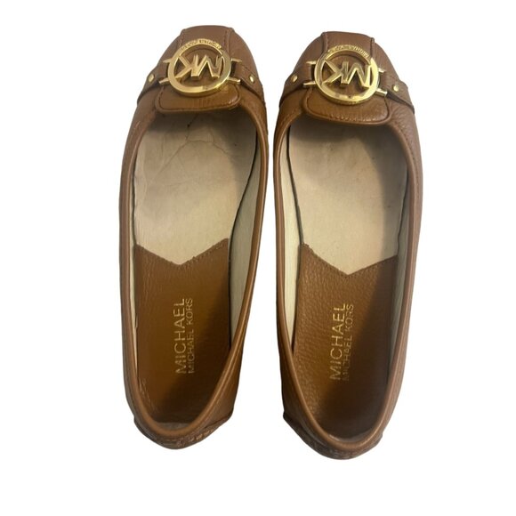 Michael Kors Tan Pebble Leather Fulton Mocs Ballet Flats 6.5 - Picture 16 of 16